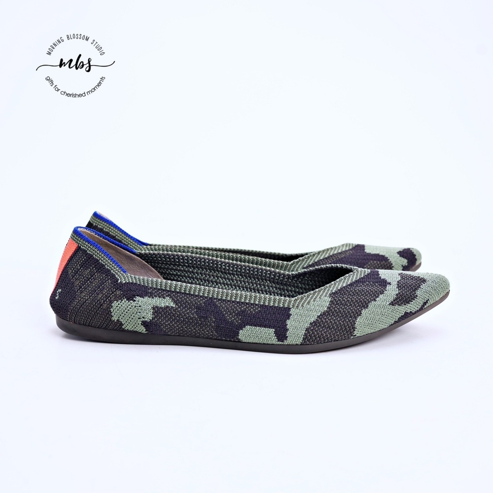 Rothy's The Point Camo Ballet Flats Olive Green Women‎ 7.5